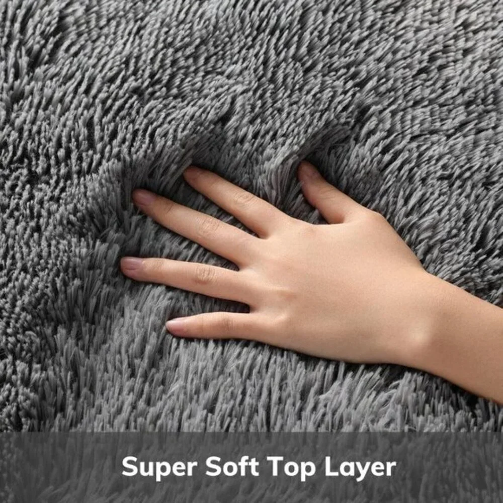 New Grey 4x6 Fluffy Shag Area Rug, Soft Plush Carpet for Home & Bedroom Decor